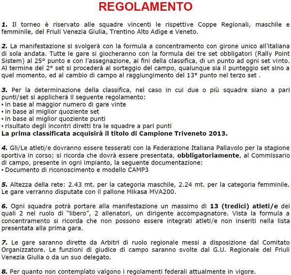 REGOLAMENTO COPPA TRIVENETO